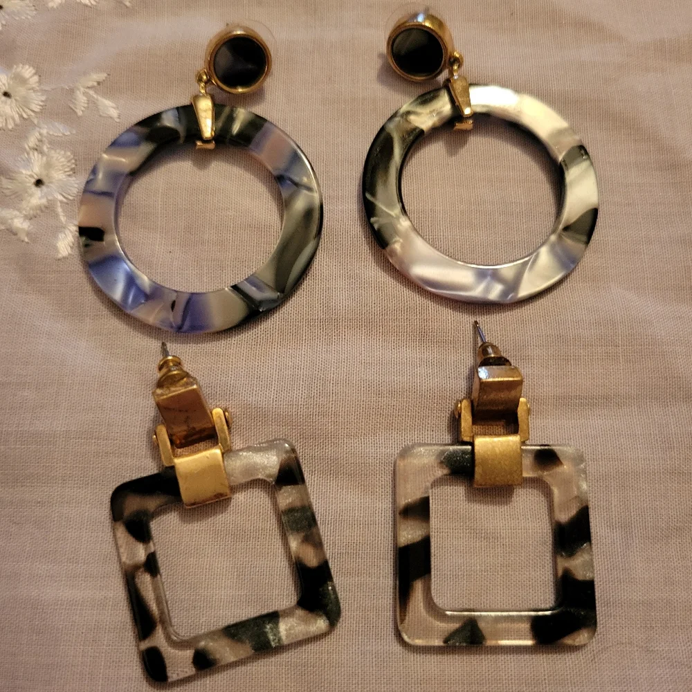 Acrylic Marbled Tortoiseshell Earrings Bundle